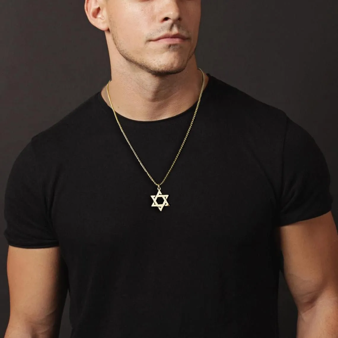 Joxevyia Star of David Necklace Stainless steel David Star Jewish Star Pendant Dainty Religious Necklaces Gifts for Men Guys Son