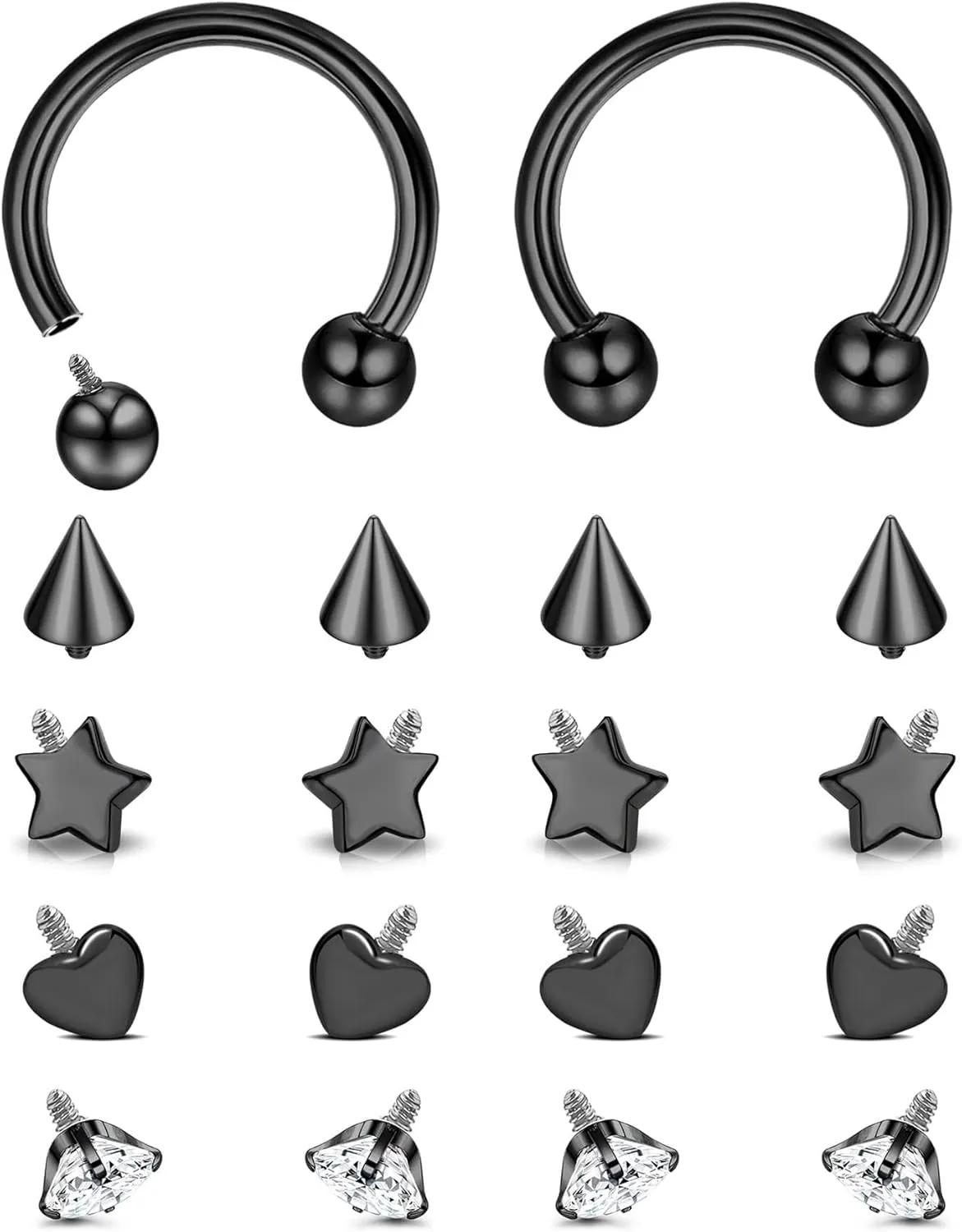 Jstyle 16g Septum Rings for Women Men, Implant Grade G23 Titanium Septum Ring, Internally Threaded Horseshoe Hoop Helix Daith Cartilage Tragus Earrings, Circular Barbell Piercing Jewelry
