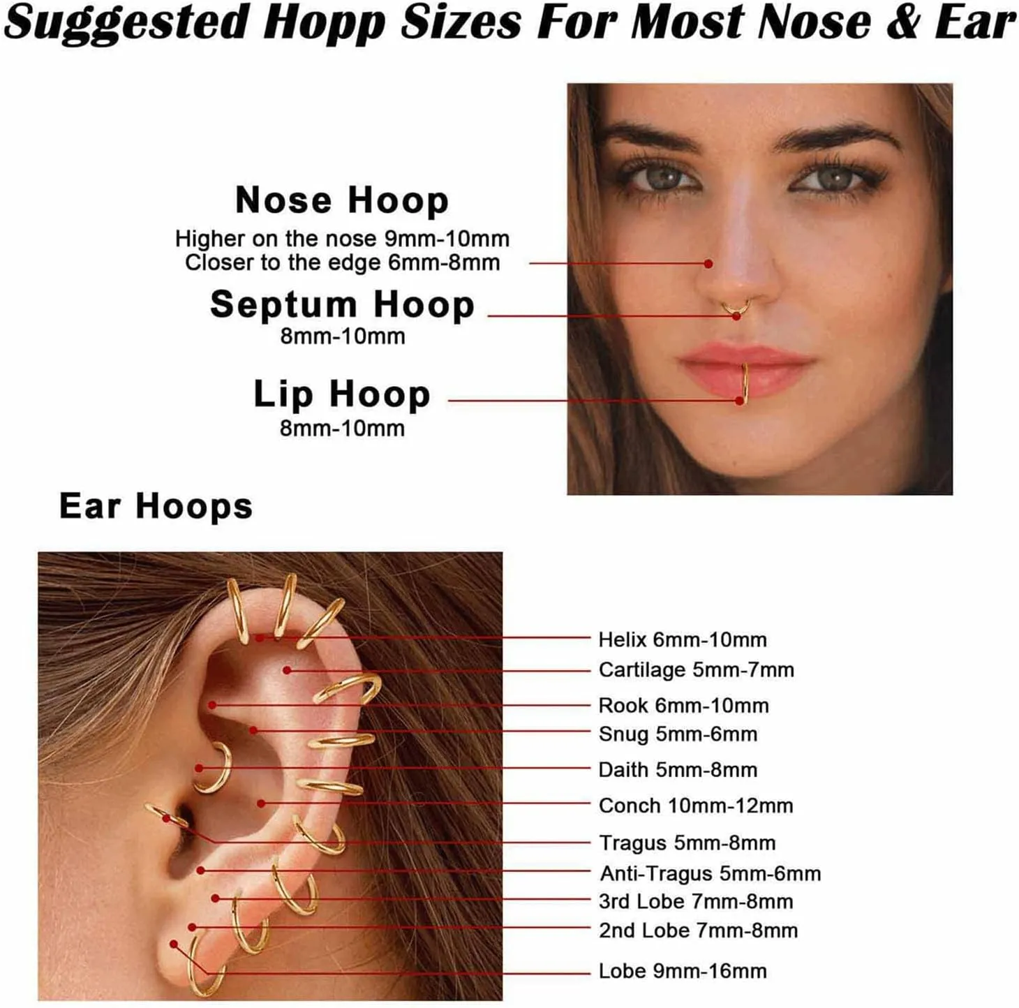 Jstyle 18G 16G Surgical Steel Nose Rings Hoops for Women Opal CZ Septum Rings Clicker Hinged Segment Nose Ring Lip Helix Cartilage Conch Daith Rook Nose Body Piercing Jewelry 8mm 10mm