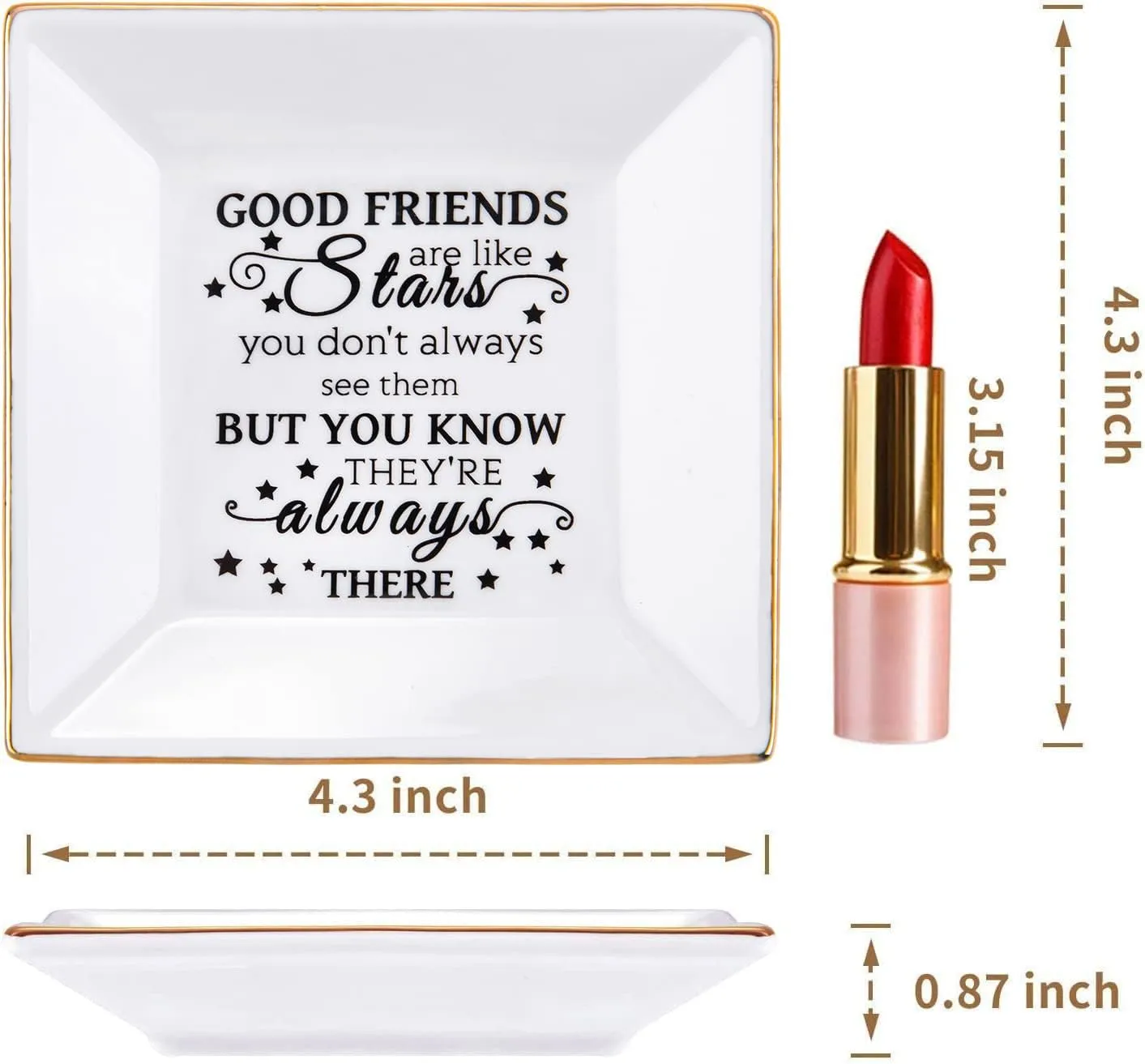 Kaidouma Friend Gifts for Women - Ceramic Ring Trinket Dish Jewelry Tray - Birthday Christmas Gifts for Her Best Friends Female - Friendship Gifts for Women Friends - Good Friends are Like Stars Gift