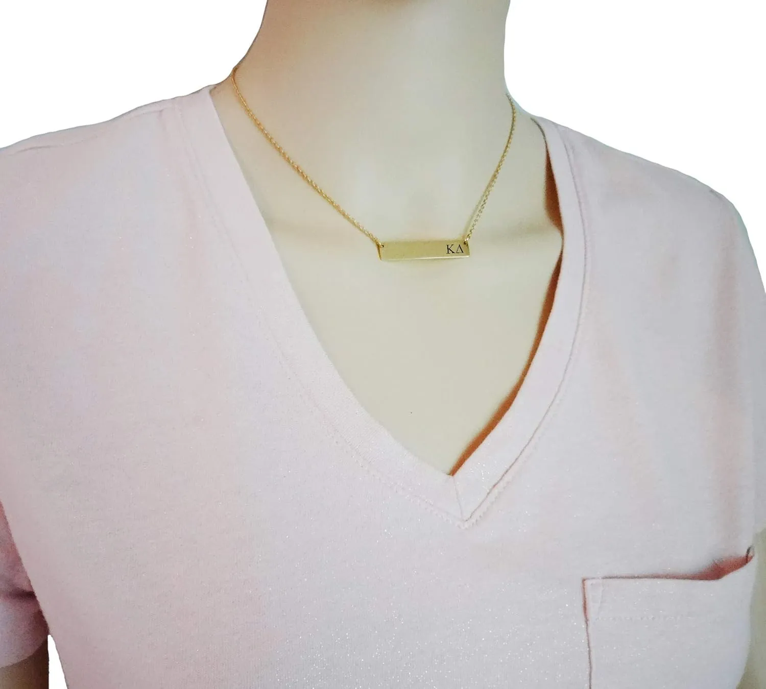 Kappa Delta Sorority Bar Necklace Greek Sorority Letters with Adjustable Chain