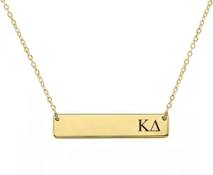 Kappa Delta Sorority Bar Necklace Greek Sorority Letters with Adjustable Chain