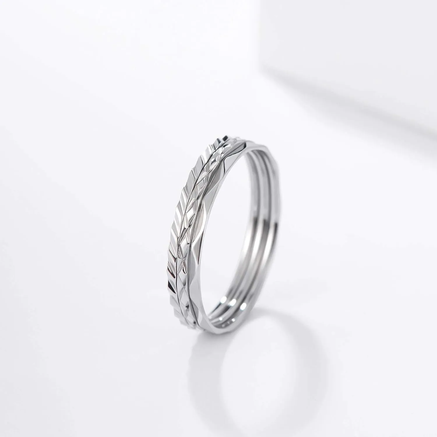 KAZITSAN 1mm 3pc Women Men Stainless Steel Rings fashion Plain Band Knuckle Stacking Midi Rings Silver/Rose Gold Wedding Band Comfort Fit