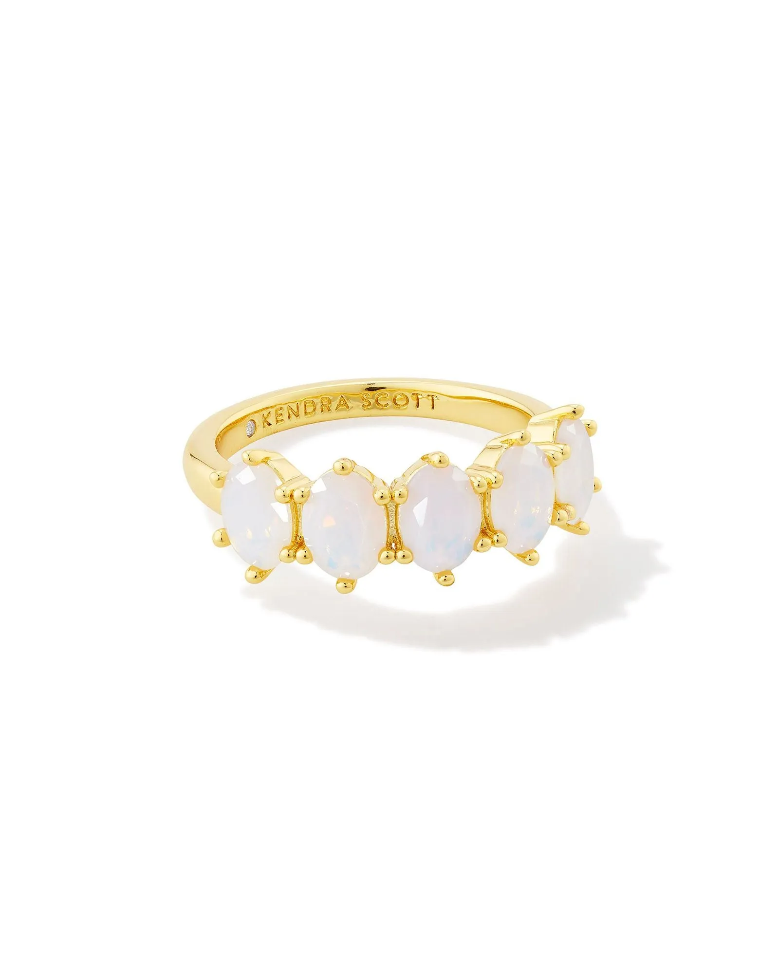 Kendra Scott Cailin Crystal Band Ring Gold Champagne Opal Crystal Size 7