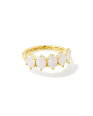 Kendra Scott Cailin Crystal Band Ring Gold Champagne Opal Crystal Size 7