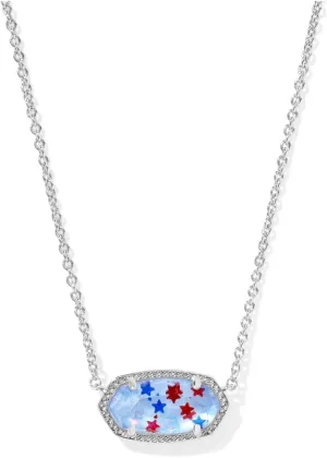 Kendra Scott Womens Elisa Pendant Necklace Silver Red White Blue Star Illusion One Size