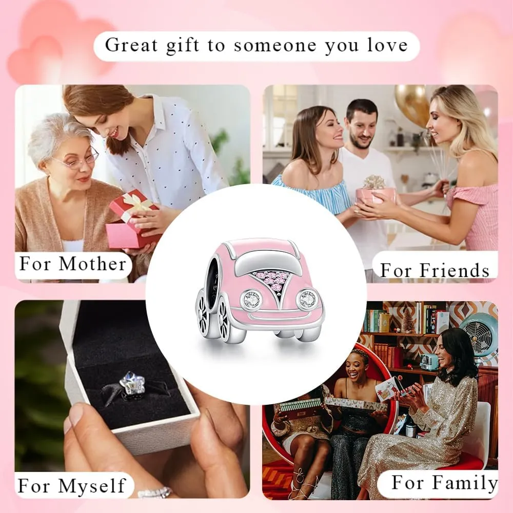 KEQ Charms for Bracelets 925 Sterling Silver Dream Catcher Butterfly Clouds and Raindrop Charm Pink Car Beads Pendant Jewelry for Women