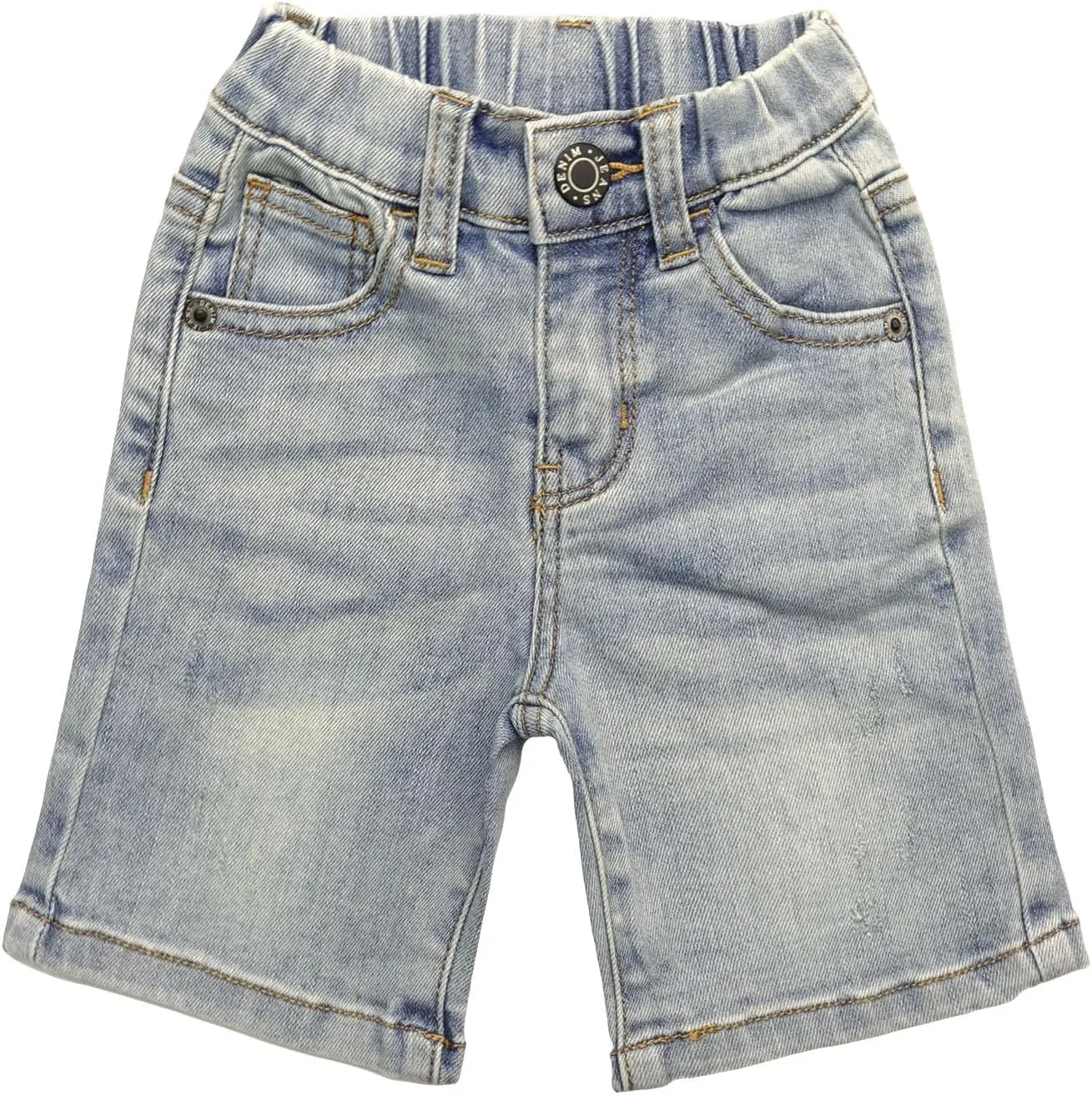 KIDSCOOL SPACE Girls Boys Denim Shorts,Elastic Waistband Inside with D-Rings Stretchy Summer Half Jeans Pants