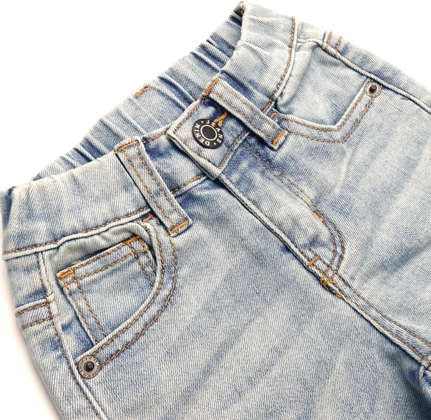KIDSCOOL SPACE Girls Boys Denim Shorts,Elastic Waistband Inside with D-Rings Stretchy Summer Half Jeans Pants