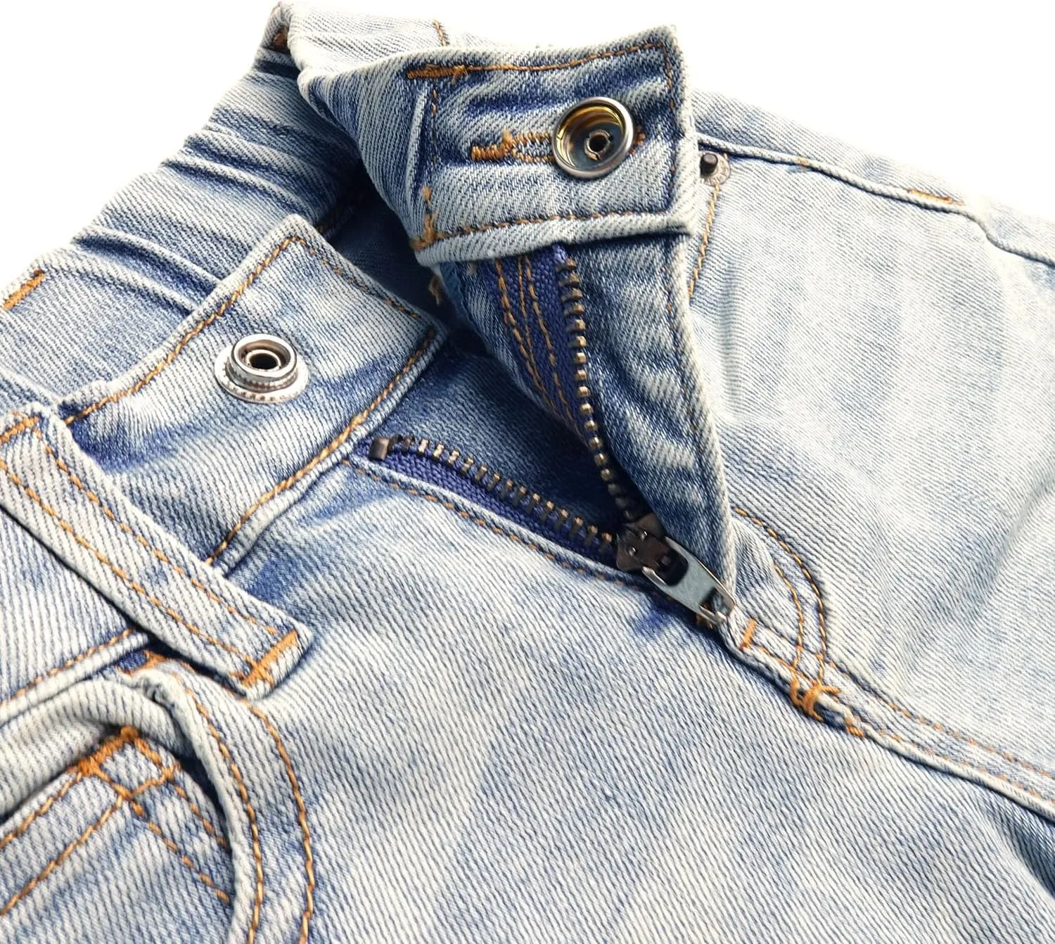 KIDSCOOL SPACE Girls Boys Denim Shorts,Elastic Waistband Inside with D-Rings Stretchy Summer Half Jeans Pants