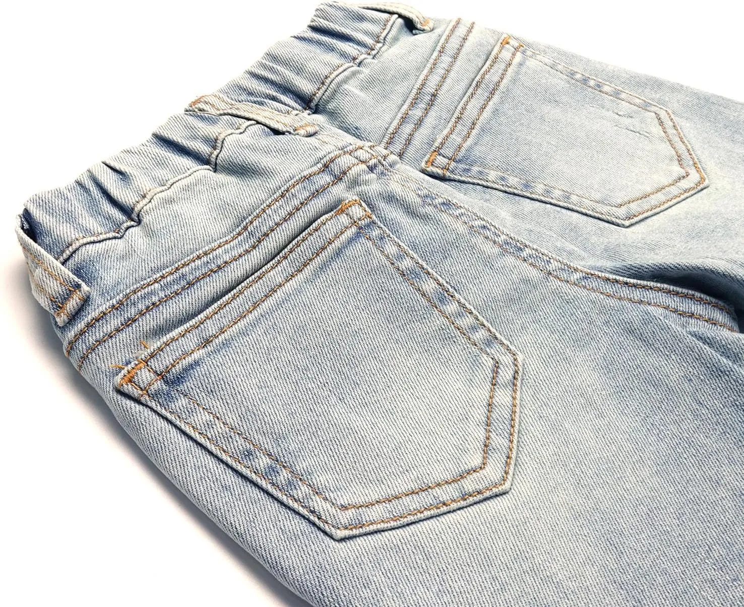 KIDSCOOL SPACE Girls Boys Denim Shorts,Elastic Waistband Inside with D-Rings Stretchy Summer Half Jeans Pants