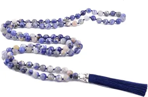 KIKILA Mala Beads 108 Natural Stone GemStones Japamala Yoga Meditation Hand Knotted Beaded Tassel Necklace for Women Men