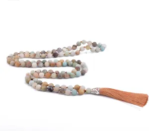 KIKILA Mala Beads 108 Natural Stone GemStones Japamala Yoga Meditation Hand Knotted Beaded Tassel Necklace for Women Men