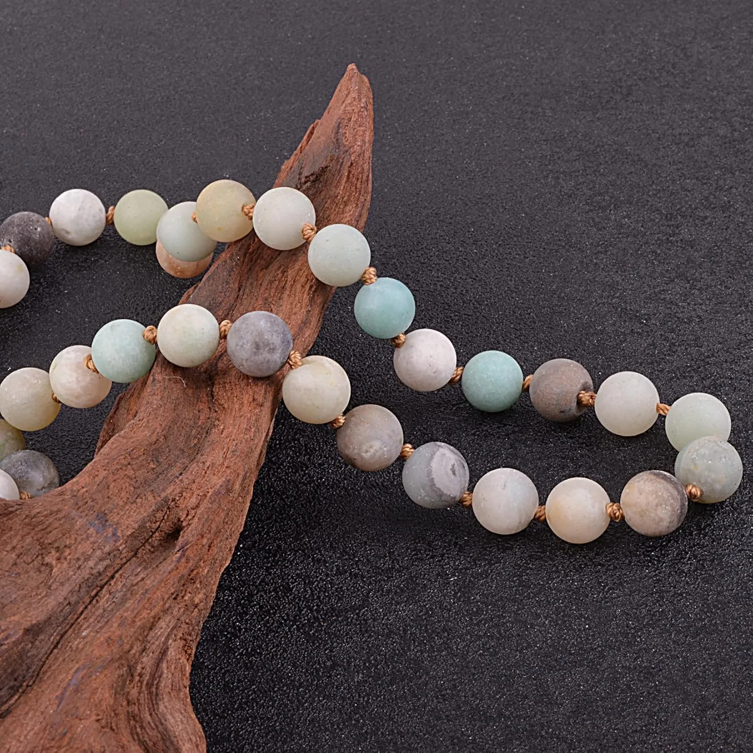KIKILA Mala Beads 108 Natural Stone GemStones Japamala Yoga Meditation Hand Knotted Beaded Tassel Necklace for Women Men