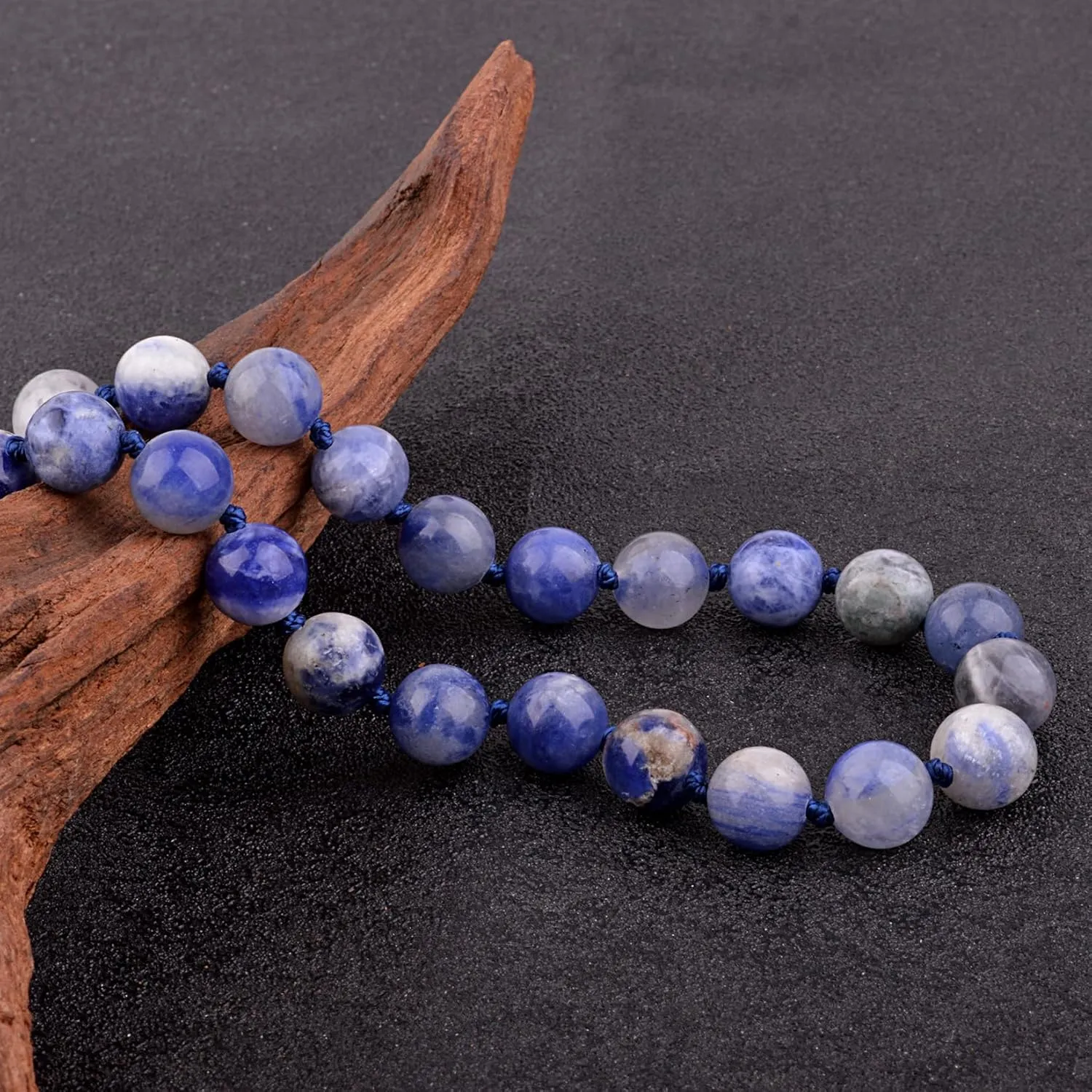 KIKILA Mala Beads 108 Natural Stone GemStones Japamala Yoga Meditation Hand Knotted Beaded Tassel Necklace for Women Men