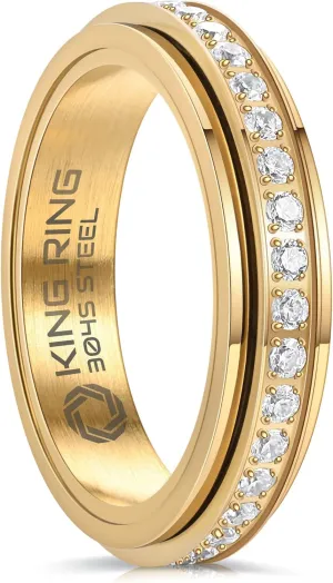 King Ring 5mm Fidget Rings  Rings for Men & Women with Glass Stones K34  Designed in USA