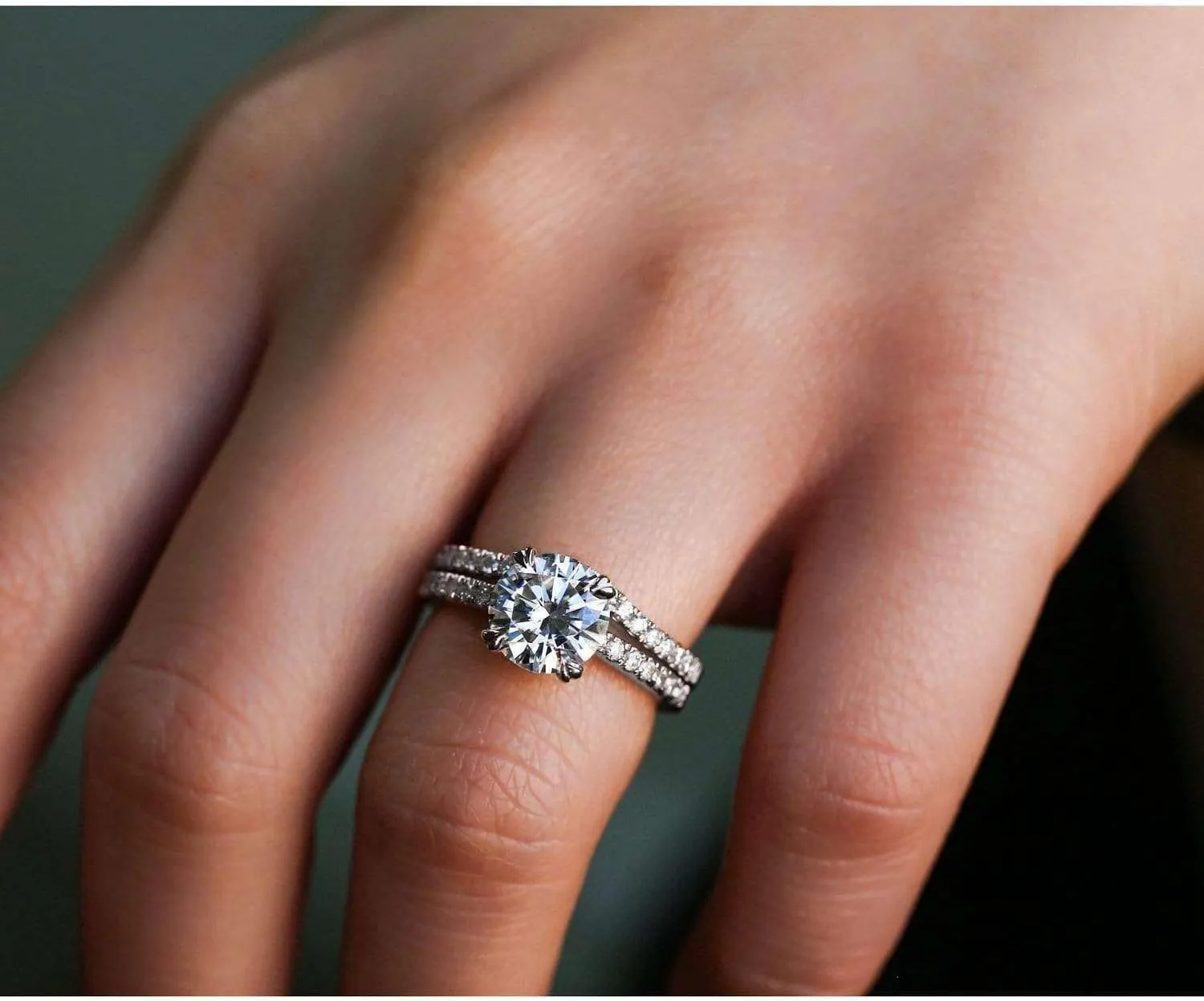 Kobelli Lab Grown Diamond Engagement Ring Wedding Band Bridal Set 1 7/8 CTW 14k Gold (DEF/VS)