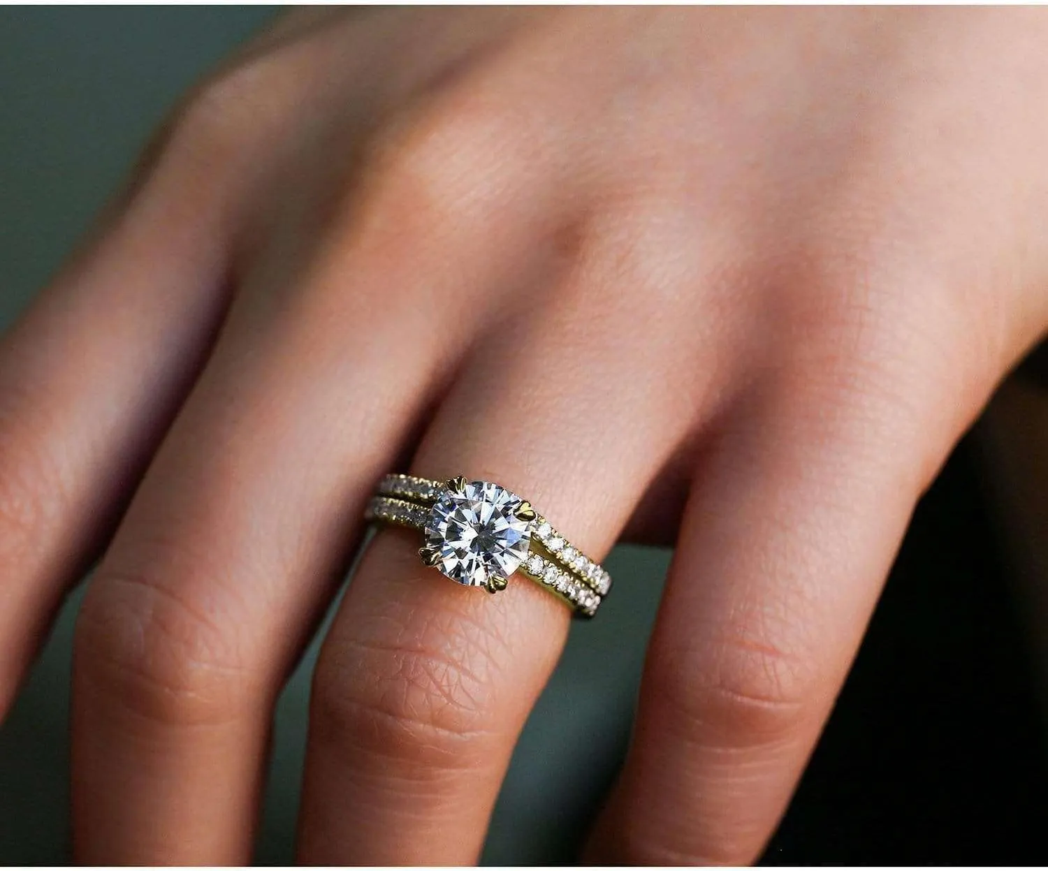 Kobelli Lab Grown Diamond Engagement Ring Wedding Band Bridal Set 1 7/8 CTW 14k Gold (DEF/VS)