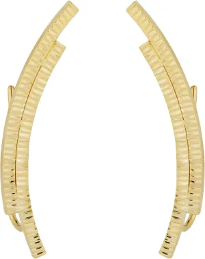 Kooljewelry 14k Yellow Gold Double Curved Bar Climber Earrings