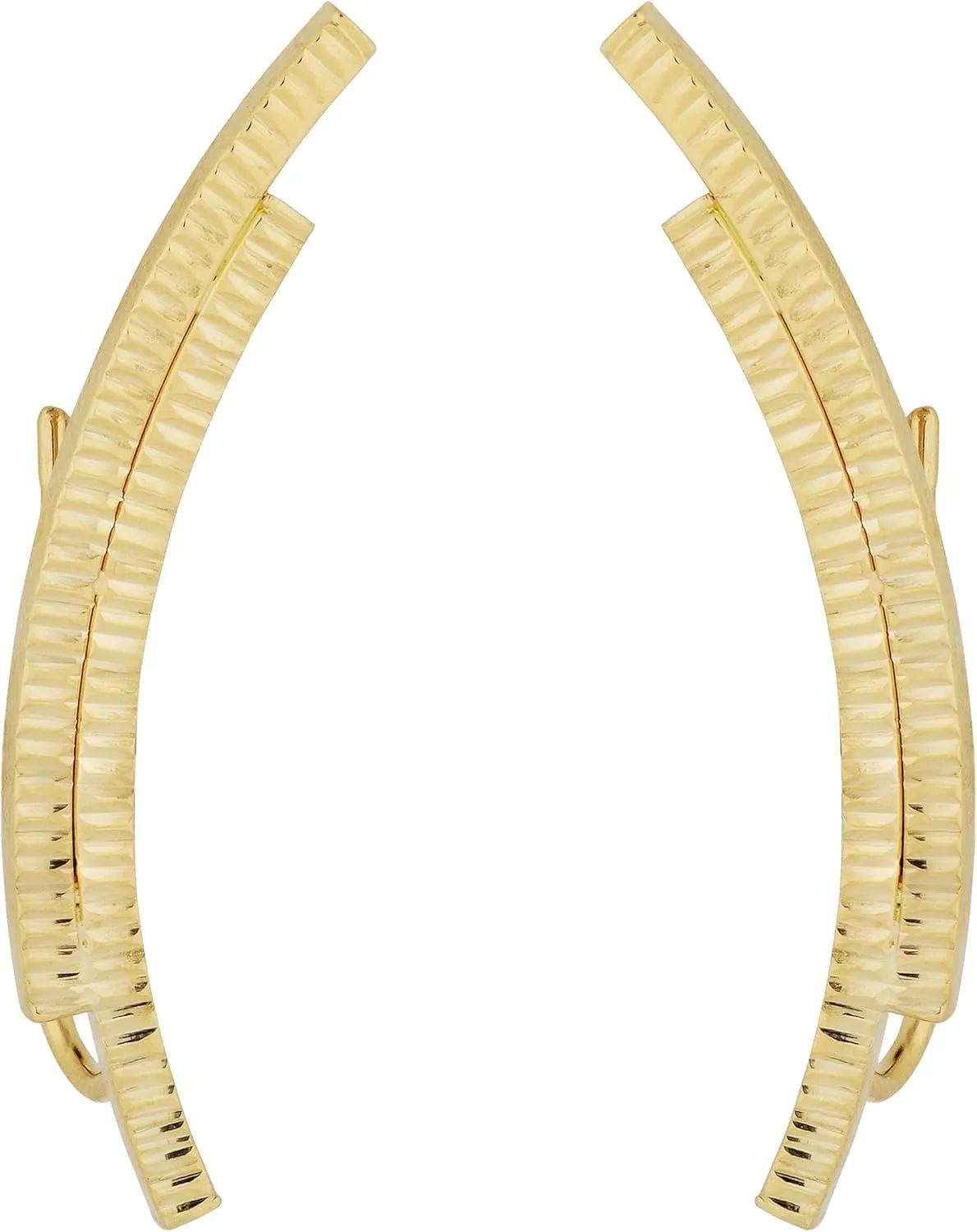 Kooljewelry 14k Yellow Gold Double Curved Bar Climber Earrings