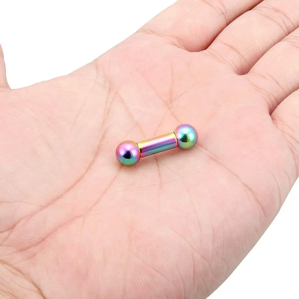 Kridzisw 2G 4G 6G 8G Straight Barbells Piercing Jewelry Internally Threaded PA Rings 316L Surgical Steel Colorful Tongue Rings Nipple Bars Piercing Jewelry for Women Men 12mm 16mm