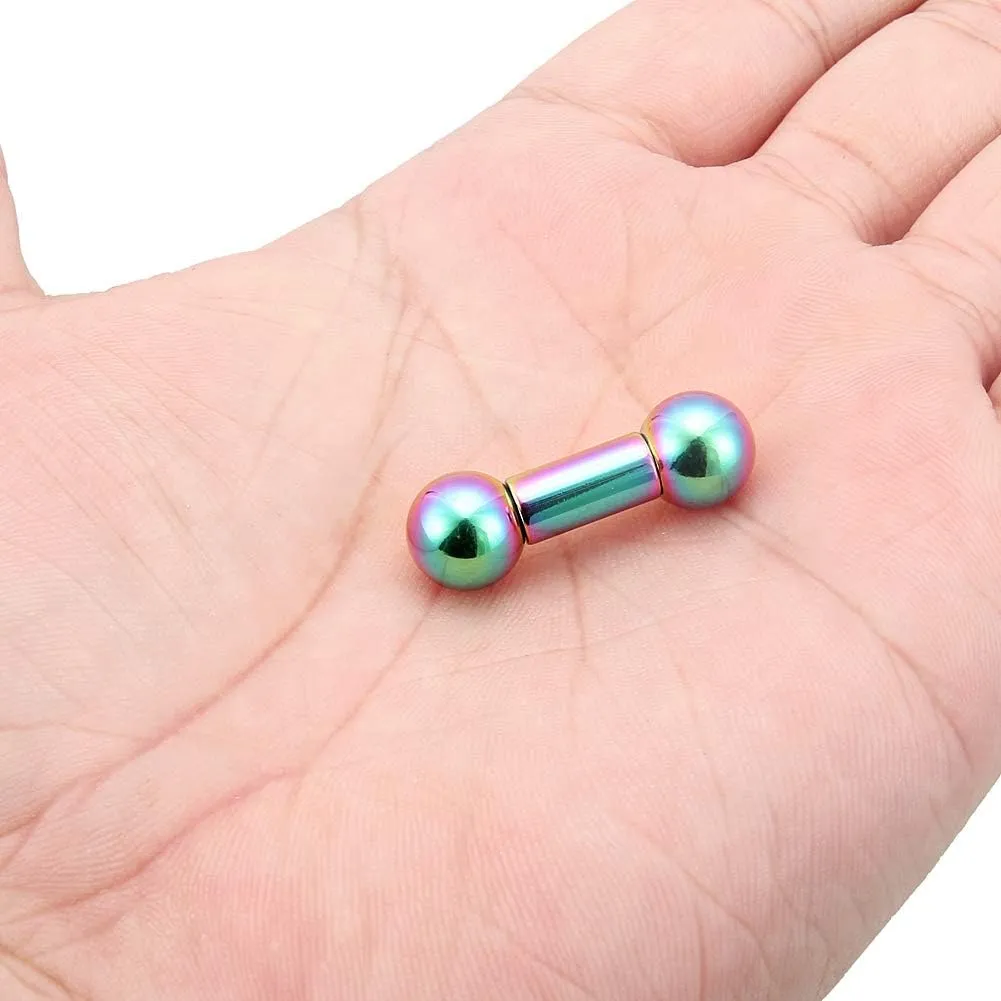 Kridzisw 2G 4G 6G 8G Straight Barbells Piercing Jewelry Internally Threaded PA Rings 316L Surgical Steel Colorful Tongue Rings Nipple Bars Piercing Jewelry for Women Men 12mm 16mm