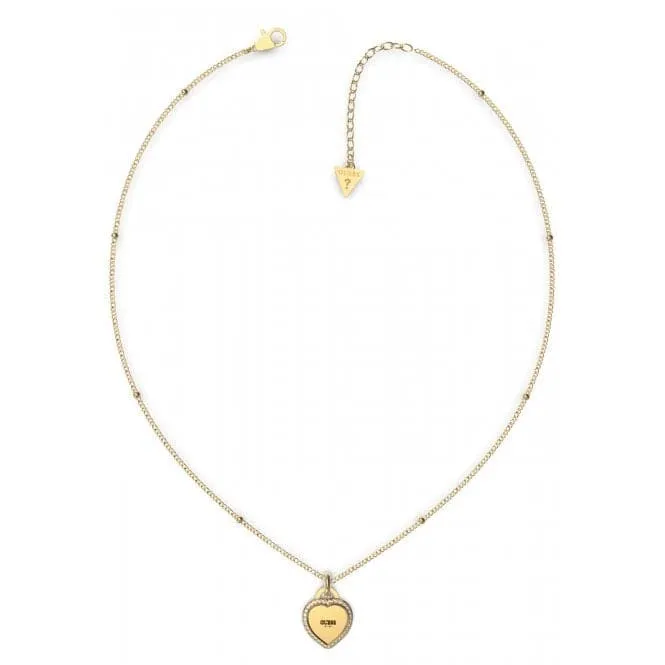 Ladies Gold Plated 16-18"Heart Charm Crystals Necklace UBN01420YG