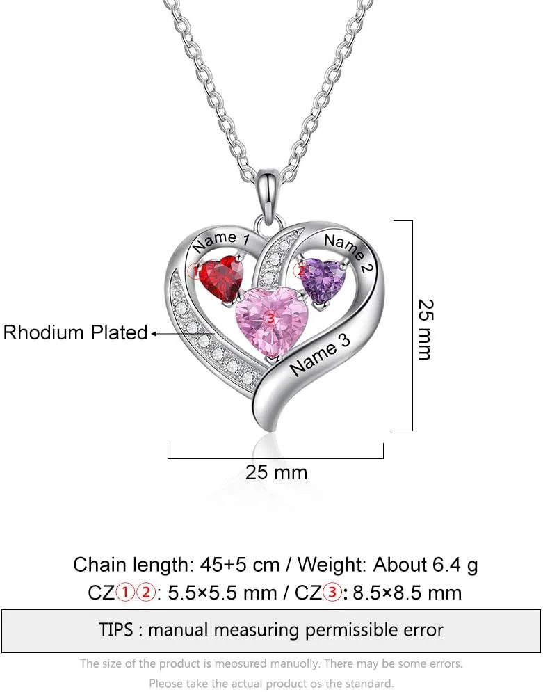 Lam Hub Fong Personalized Name Necklace with Birthstone - Custom Jewelry for Women, Mothers Day Gifts, Mom & Daughter Necklace, Engraved Heart Charm, Mother's Keepsake Gift, Perfect for Wife or Her