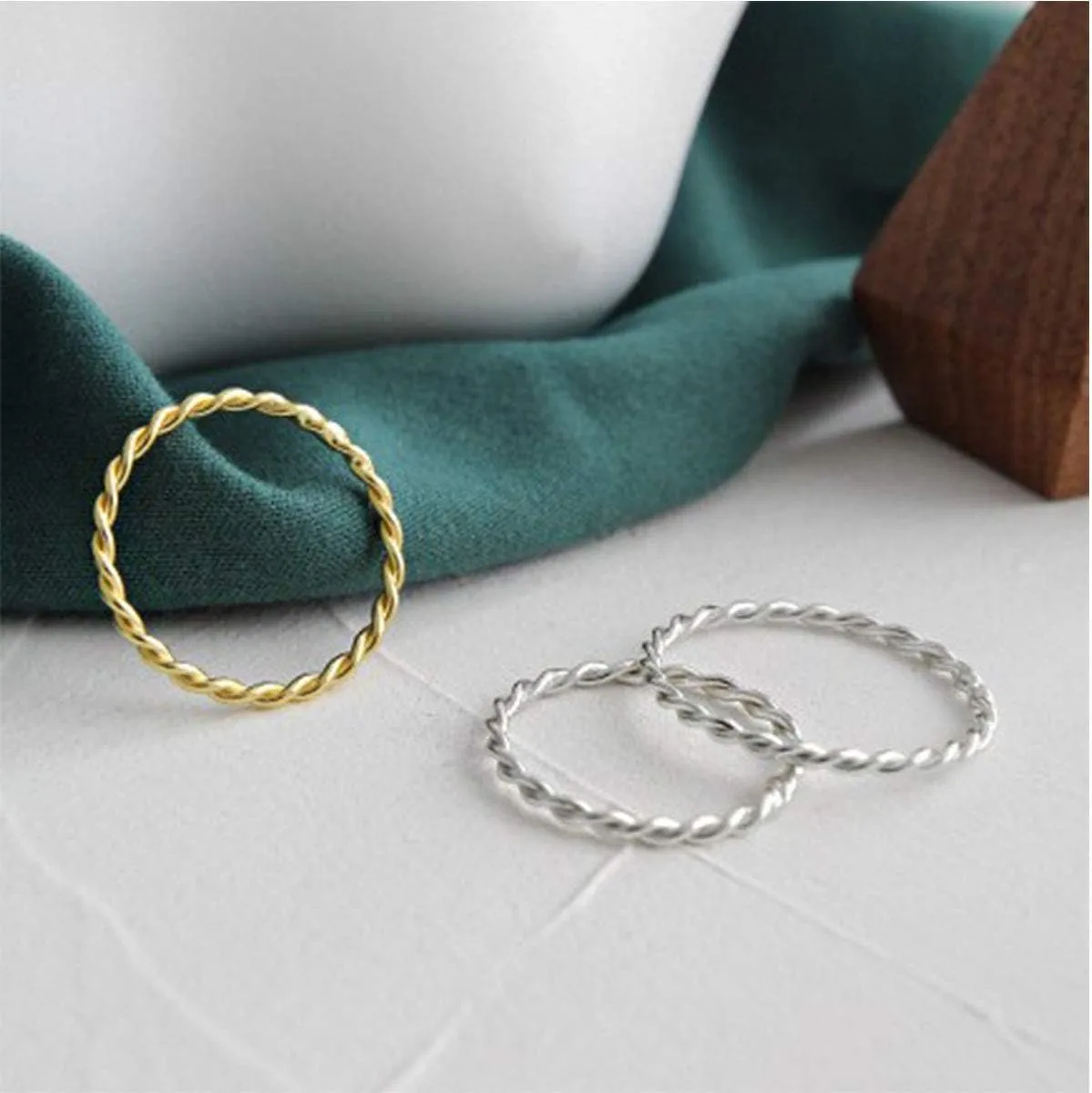 Lantine Thin Twist Ring 925 Sterling Silver Braided Infinity Twisted Stacking Pinky Knuckle Thumb Middle Finger Wedding Ring Band Size 2.5-8.5