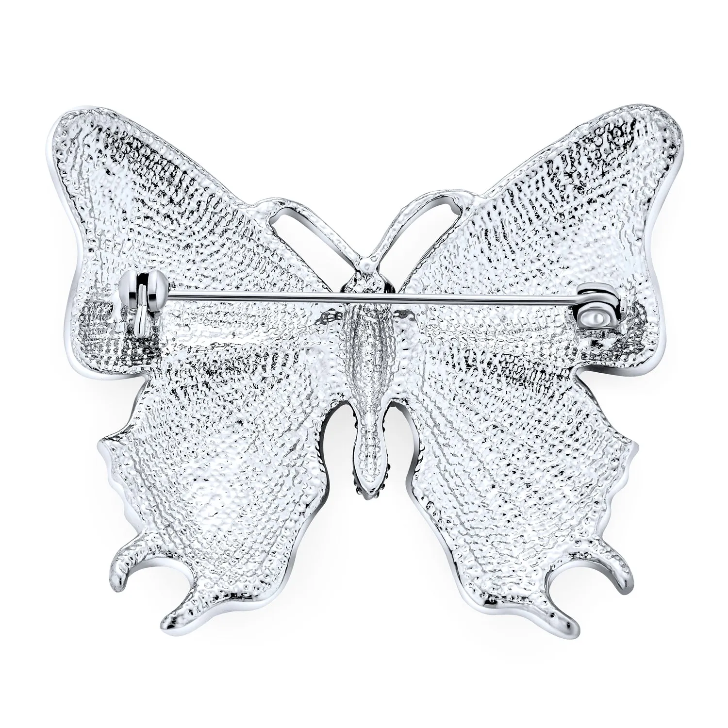 Large Red Crystal Two-Tone Butterfly Brooche Pin with Gold & Silver Accents