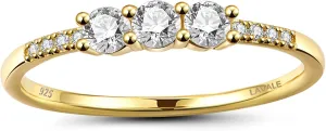 LAVALE Round Cut Moissanite Wedding Band for Women, Brilliant D Color VVS1 Clarity Classic Lab Created Diamond Solitaire Ring 18K White Yellow Rose Gold Vermeil 4 Claw Knife Edge Moissanite Rings