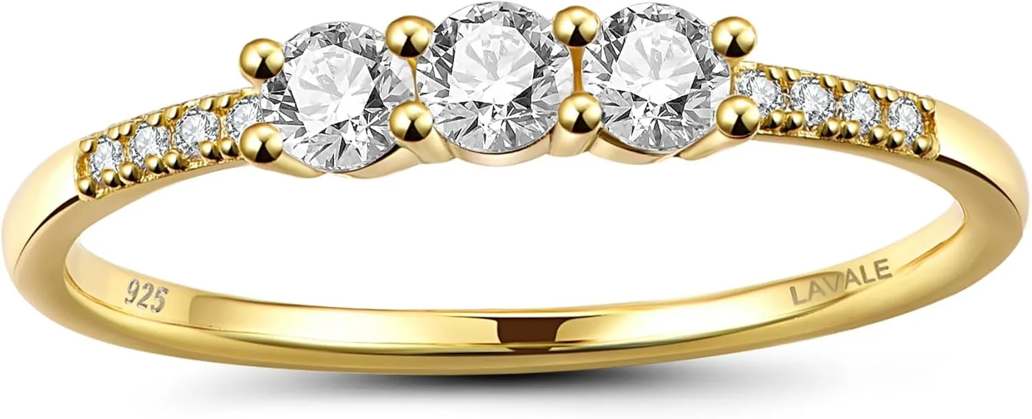 LAVALE Round Cut Moissanite Wedding Band for Women, Brilliant D Color VVS1 Clarity Classic Lab Created Diamond Solitaire Ring 18K White Yellow Rose Gold Vermeil 4 Claw Knife Edge Moissanite Rings