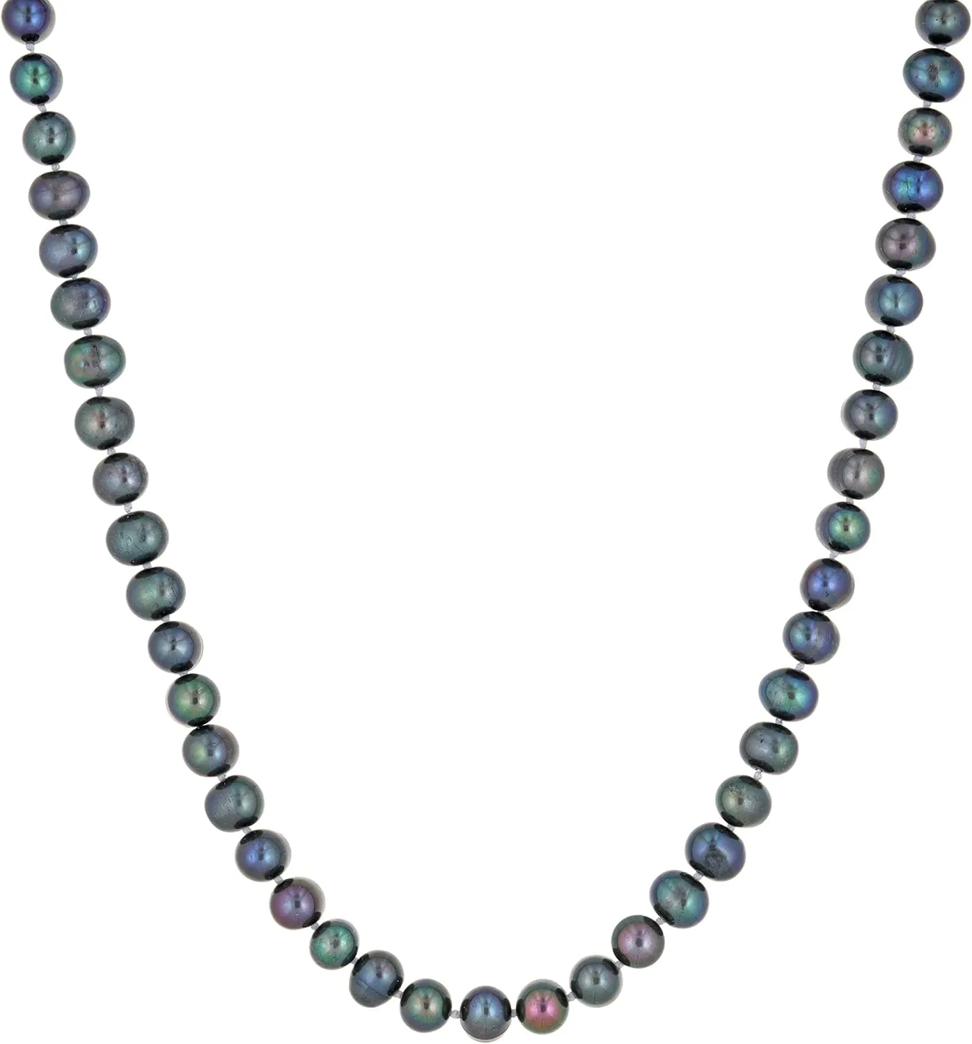 Lavari Jewelers Black Pearl Necklace in 925 Sterling Silver 36 Inches Long with Lobster Claw Clasps 6-7 mm Wide