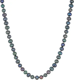 Lavari Jewelers Black Pearl Necklace in 925 Sterling Silver 36 Inches Long with Lobster Claw Clasps 6-7 mm Wide