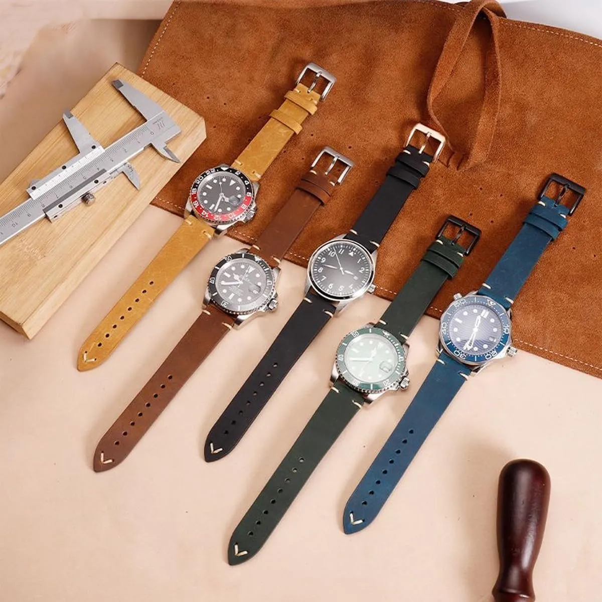 Leather Watch Bands Quick Release Top Grain Leather Watch Strap 19mm 20mm 21mm 22mm Vintage Crazy Horse Oiled Handmade Genuine Leather Strap Universal Replacement Band for Men Women