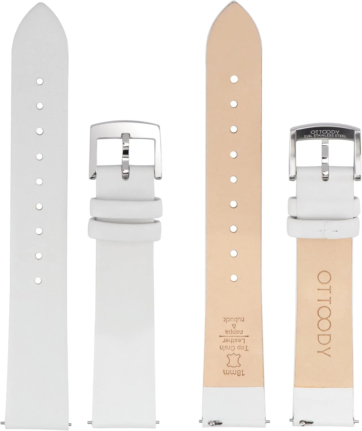 Leather Watch Bands Quick Release Watch Straps, Elegant & Ultra-Soft Top Grain Leather Watch Band for Women Men, Choice of Color & Width - 12mm 14mm 16mm 18mm 20mm 22mm for Watch & Smartwatch