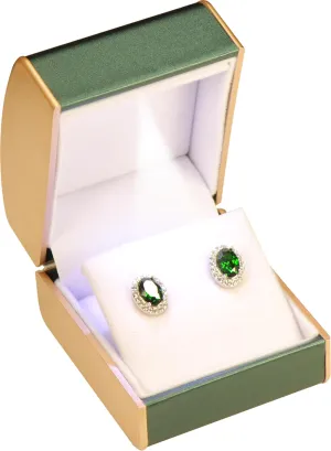LED Multiple Use Earring Necklace Pendant Jewelry Gift Box for Engagement, WeddingLuxury PU Leather Dome Top Designed with Gold Color Painted on the Sides Stud Earrings Jewelry Gift Holder Box with Light for Women for Men