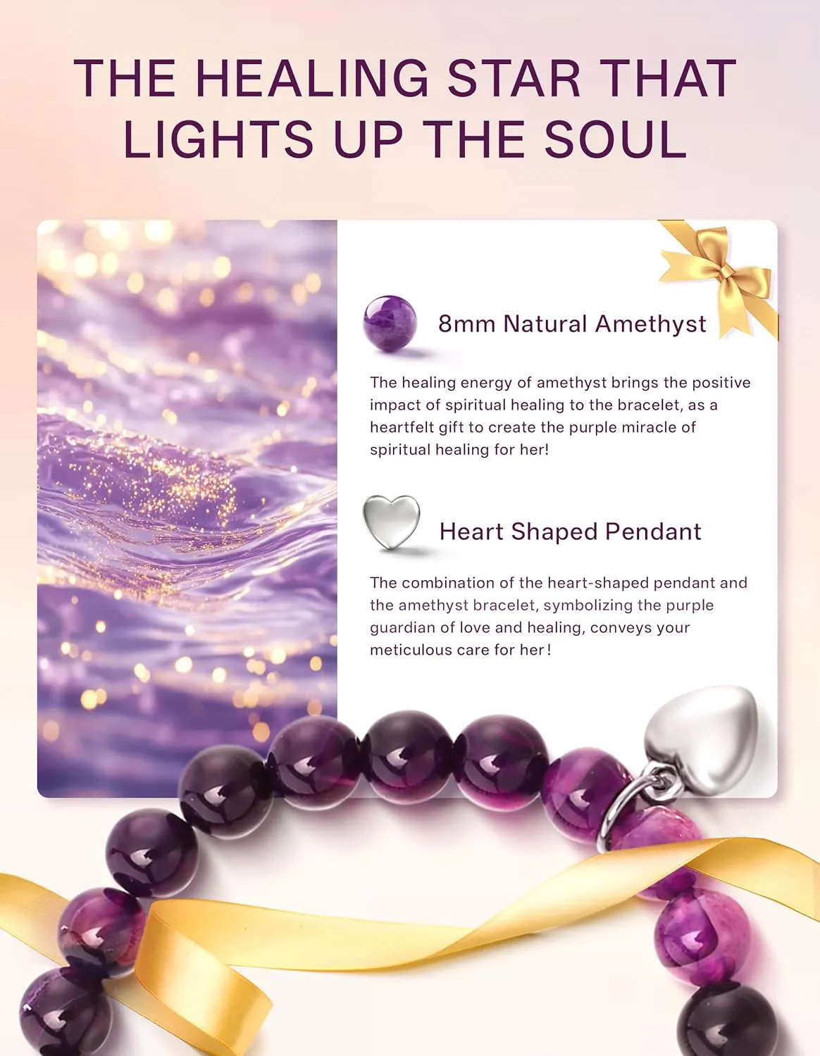 LEJIAJINW Inspirational Get Well Soon Gifts Healing Prayers Bracelets for Women Best Friends Sister Girls After Surgery Self Care Purple Gift Sympathy Memorial Loss of Loved One