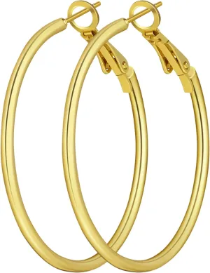 Light Weight Hoop Earrings Hypoallergenic 3 Pairs Gold Stainless Steel for Women