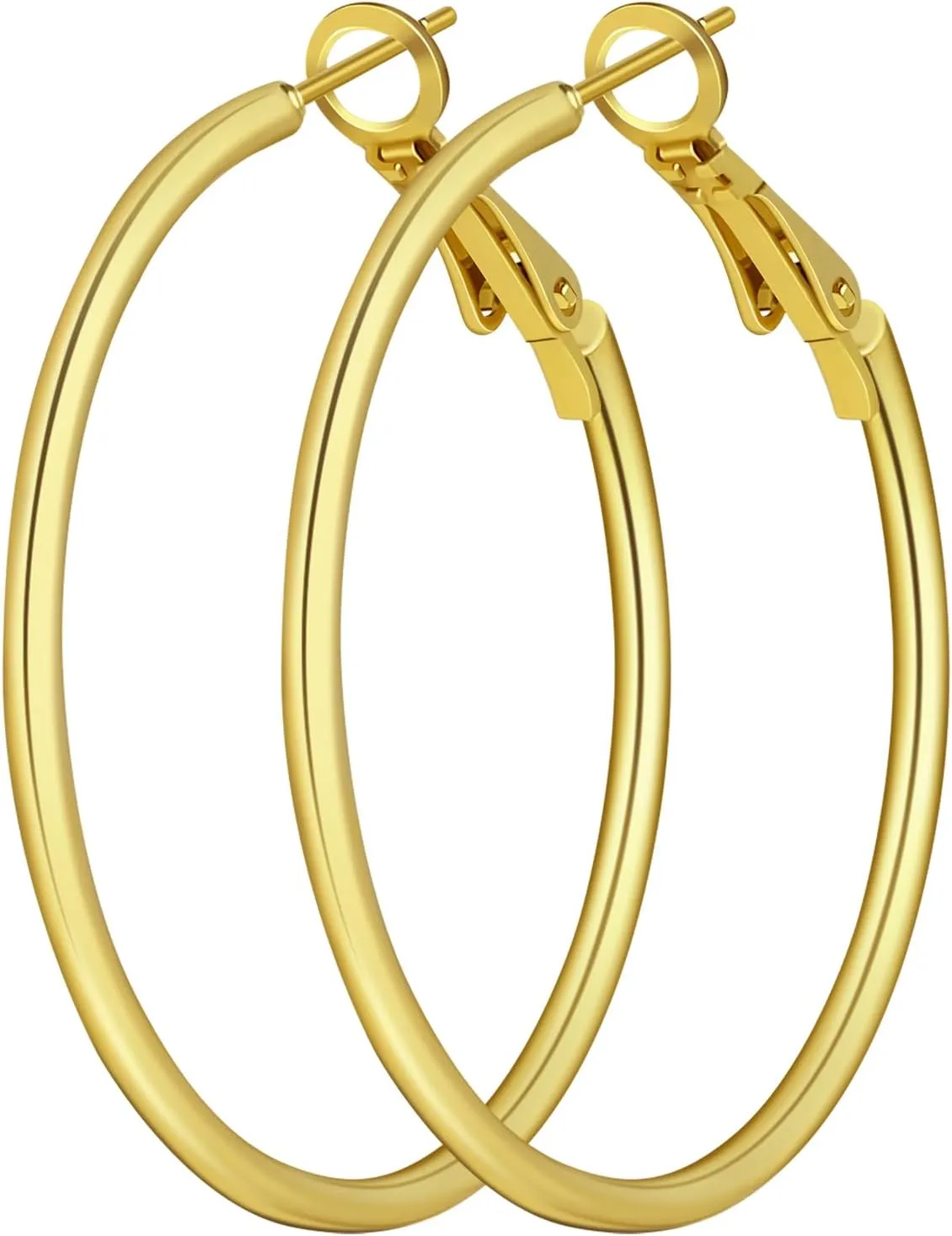 Light Weight Hoop Earrings Hypoallergenic 3 Pairs Gold Stainless Steel for Women