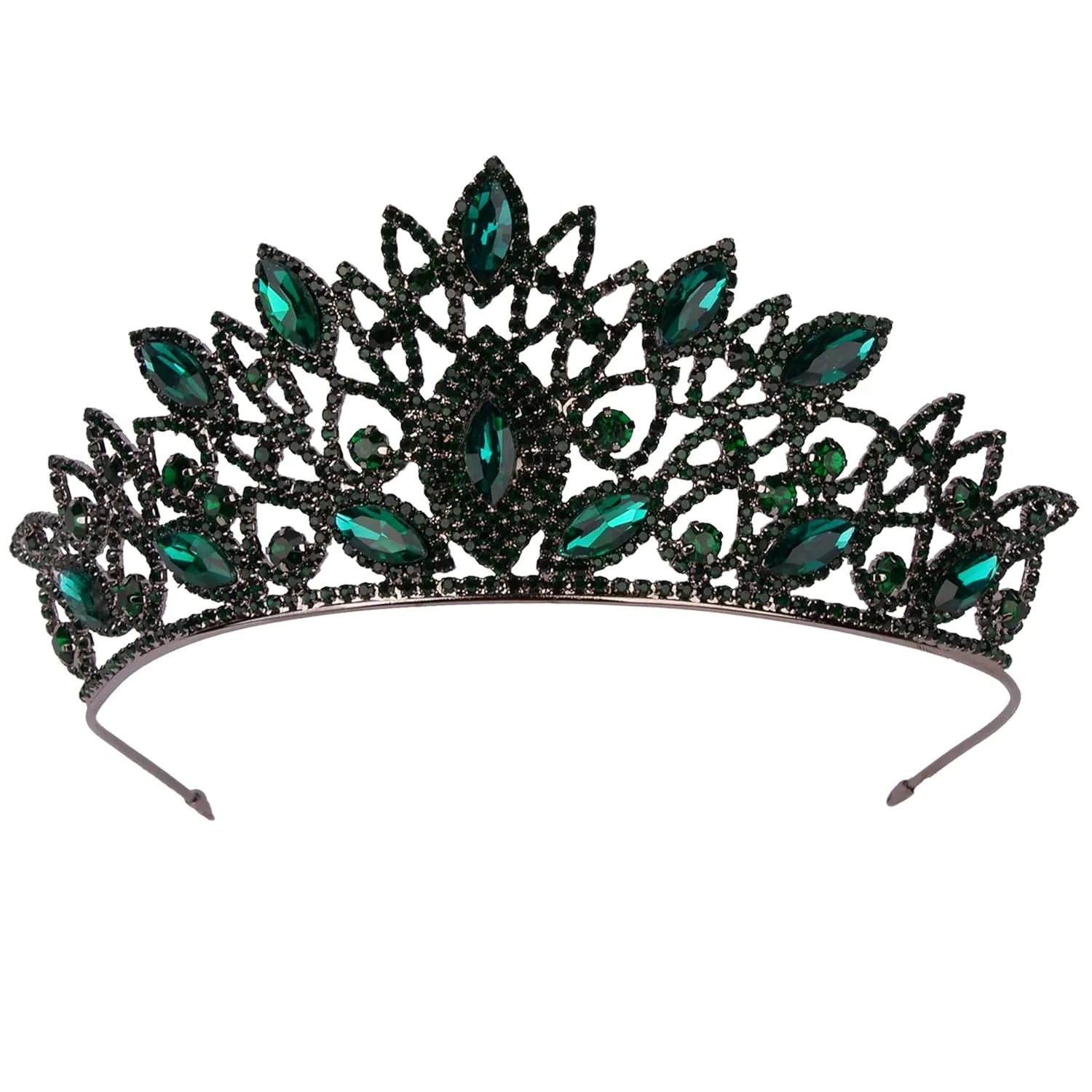 LIMELIA Women's Tiara - Crown for Henna Wedding Party | Glitter Hair Accessories for Bridal Birthday Pageant Prom Halloween Cos-play Costume Christmas Party| Traditional Crystal - Green