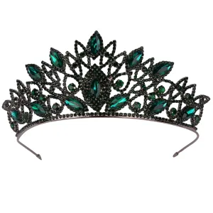 LIMELIA Women's Tiara - Crown for Henna Wedding Party | Glitter Hair Accessories for Bridal Birthday Pageant Prom Halloween Cos-play Costume Christmas Party| Traditional Crystal - Green
