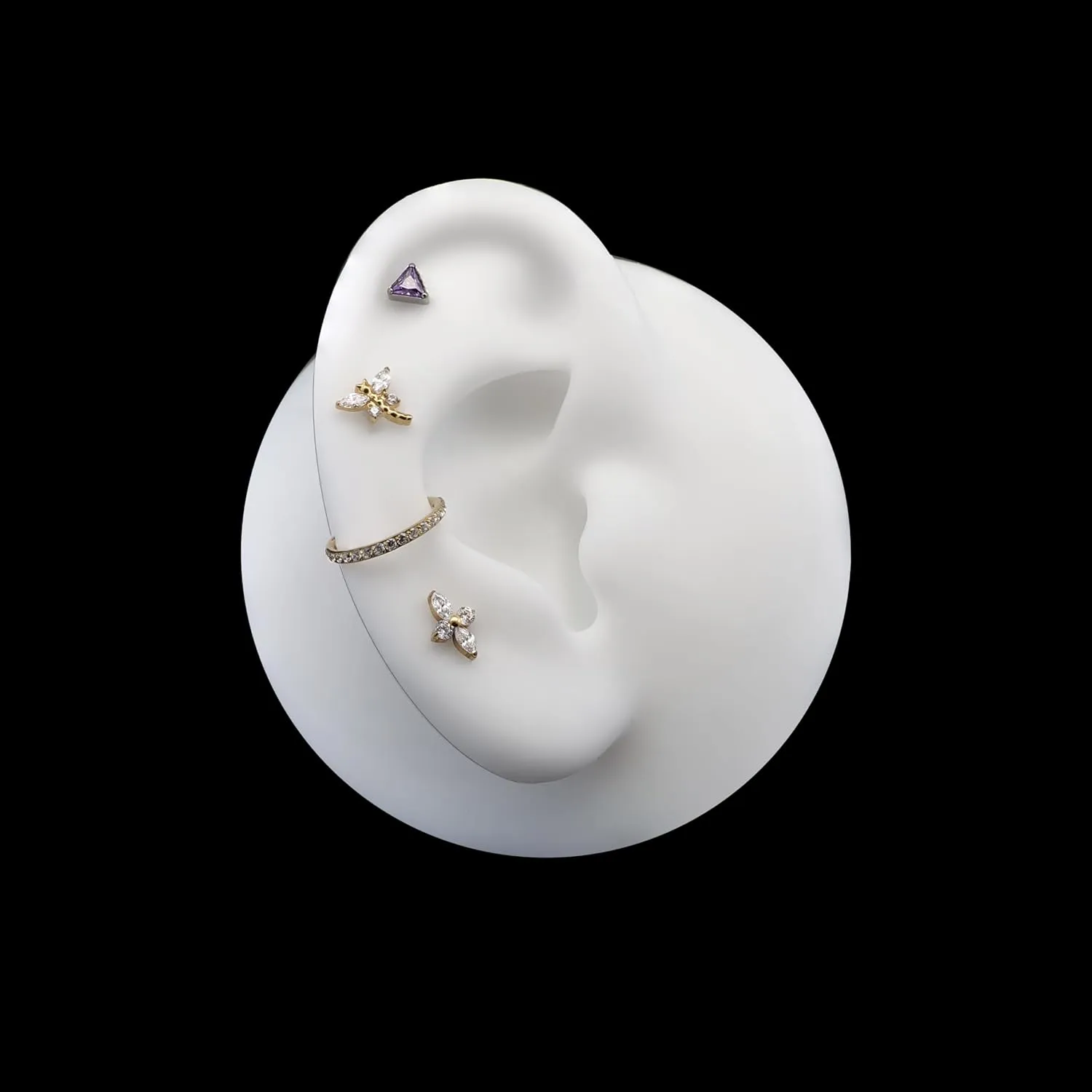 limerencia F136 Titanium Hypoallergenic Piercing Jewelry 18G 6mm 8mm 10mm Flat Back Internally Threaded Implant Grade Climber Stud Crawler Earrings For Cartilage,Tragus,Helix,Conch,Nose,Lip(1pc)