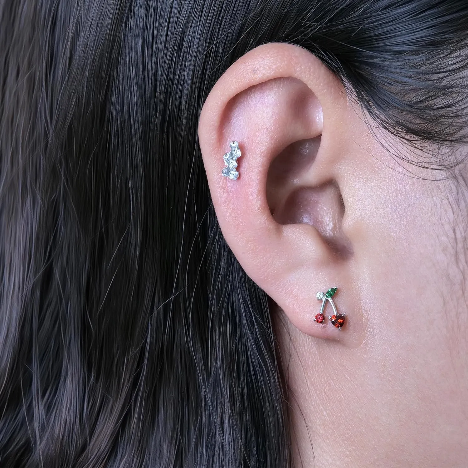 limerencia F136 Titanium Hypoallergenic Piercing Jewelry 18G 6mm 8mm 10mm Flat Back Internally Threaded Implant Grade Climber Stud Crawler Earrings For Cartilage,Tragus,Helix,Conch,Nose,Lip(1pc)