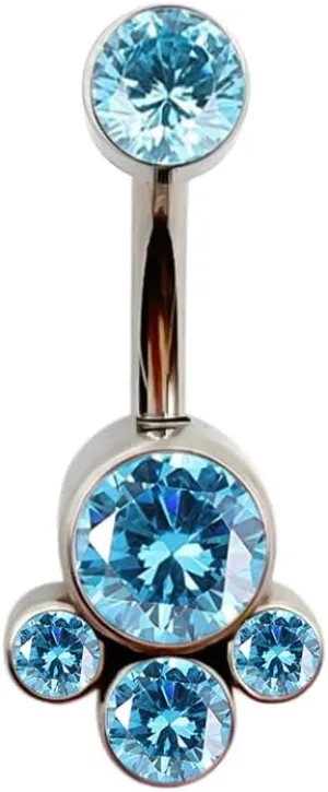 limerencia G23 Solid Titanium Belly Button Rings,hypoallergenic 14G 3/8 inch(10mm) Sparkle Gem CZ Belly Navel Rings Piercing Belly Bars