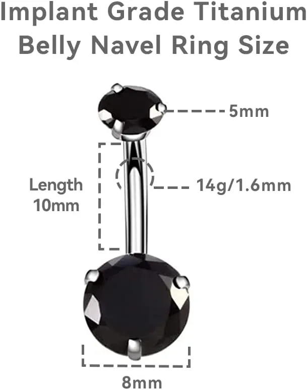 limerencia G23 Titanium Belly Button Rings hypoallergenic medical implant grade 14G Teardrop CZ Belly Navel Rings Piercing Belly Bars