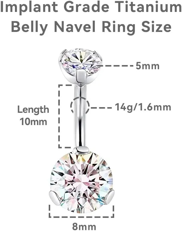 limerencia G23 Titanium Belly Button Rings hypoallergenic medical implant grade 14G Teardrop CZ Belly Navel Rings Piercing Belly Bars