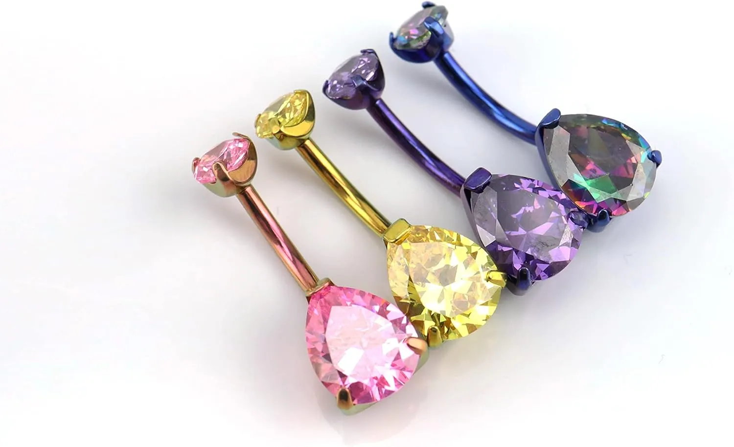 limerencia G23 Titanium Belly Button Rings hypoallergenic medical implant grade 14G Teardrop CZ Belly Navel Rings Piercing Belly BarsWater drop belly button ring