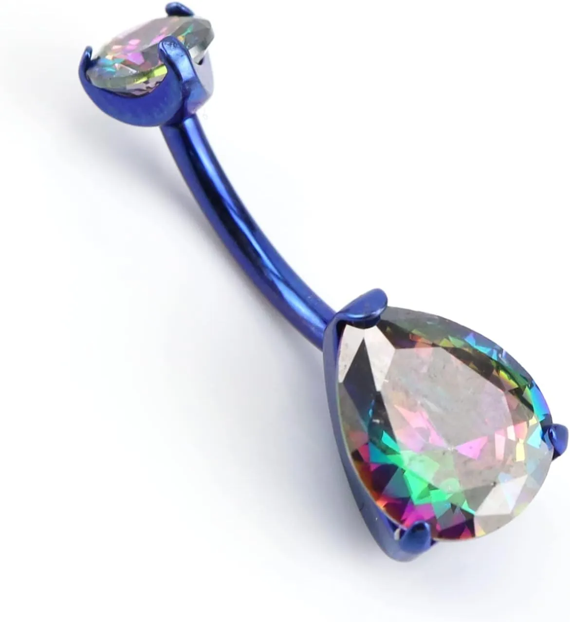limerencia G23 Titanium Belly Button Rings hypoallergenic medical implant grade 14G Teardrop CZ Belly Navel Rings Piercing Belly BarsWater drop belly button ring