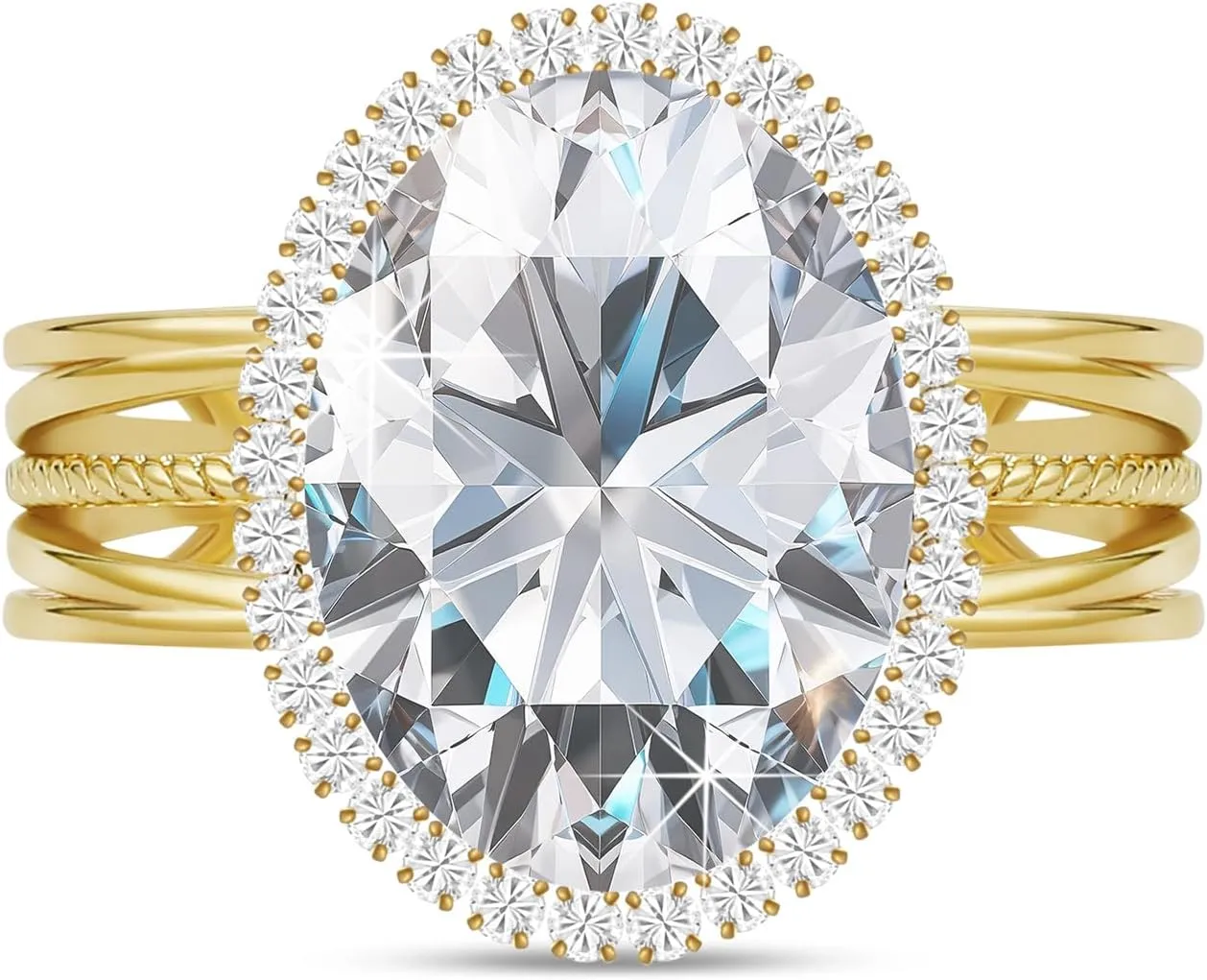Linawe Birthstone Chunky Adjustable Rings for Women, Gold/Silver/Rose Gold Statement Rings, Imitation Diamond Fake Gemstone Crystal Cocktail Ring, Cubic Zirconia Costume Jewelry